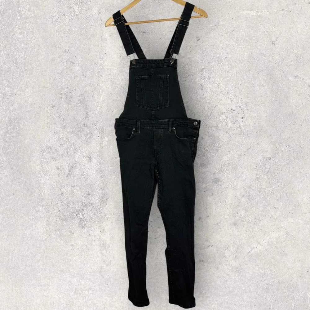Naked Famous‎ Japanese Denim Black Overalls Womens Size Medium Canada Made Jeans - Picture 15 of 16